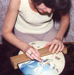 Victoria Shevchenko painting a custom lacquer box