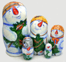 Nesting Doll  Snowman w/ New Years tree