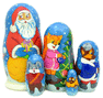 Russian Nesting Doll Santa with Presents 5pc