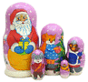 Russian Nesting Doll Santa and Snowball Game 5pc
