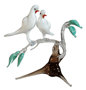 Glass Figurine White Dove on Branch